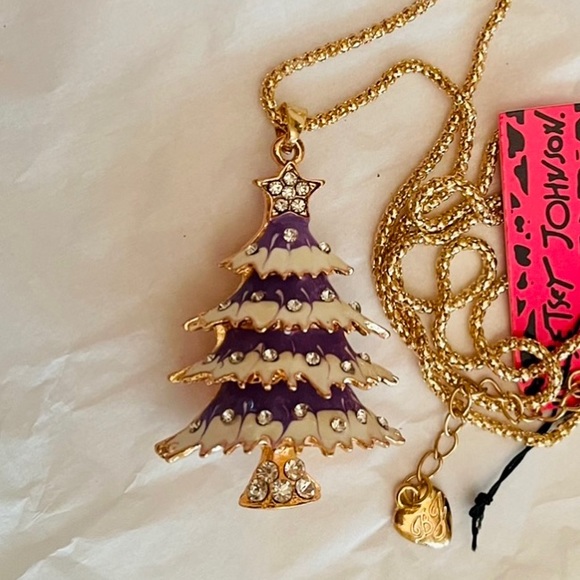 Betsy Johnson purple snow covered Christmas tree necklace - Picture 5 of 5